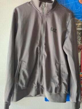 Emporio Armani EA7 TRAIN CORE IDENTITY Gray Full-Zip Track Jacket MENS SZ MEDIUM
